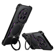 For Huawei Mate 70 Mechanical Arm Borderless MagSafe Holder Metal Phone Case(Black Purple)