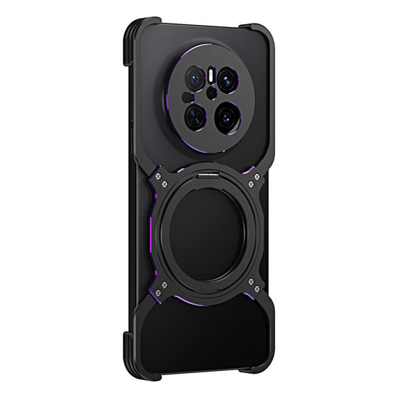 For Huawei Mate 70 Mechanical Arm Borderless MagSafe Holder Metal Phone Case(Black Purple)