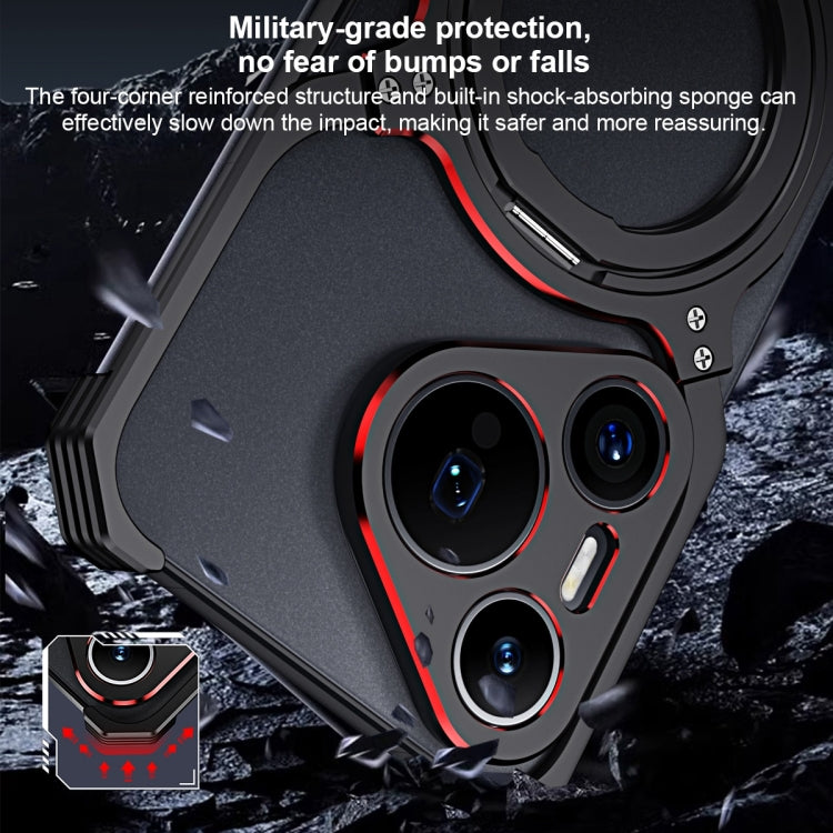 For Huawei Mate 60 Pro Mechanical Arm Borderless MagSafe Holder Metal Phone Case(Black Red) - Huawei Cases by PMC TechLife | Online Shopping South Africa | PMC TechLife | Buy Now Pay Later Mobicred