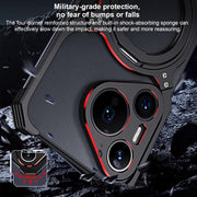 For Huawei Mate 60 Pro+ Mechanical Arm Borderless MagSafe Holder Metal Phone Case(Black Purple)