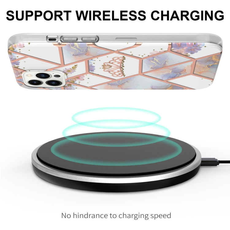 For iPhone 16 Pro Splicing Marble Flower IMD TPU Phone Case(Crown) - free shipping - PMC TechLife - Order now!