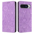 For Google Pixel 9 Pro XL Ethnic Embossed Adsorption Leather Phone Case(Purple) - Google Cases by PMC TechLife | Online Shopping South Africa | PMC TechLife | Buy Now Pay Later Mobicred