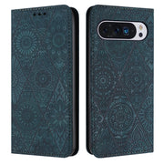 For Google Pixel 9 / 9 Pro Ethnic Embossed Adsorption Leather Phone Case(Blue)