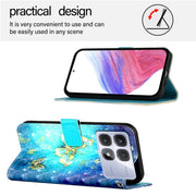 For Redmi K70 Ultra 5G Global 3D Painting Horizontal Flip Leather Phone Case(Golden Butterfly)