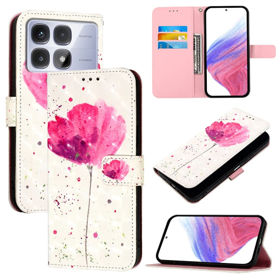 For Redmi K70 Ultra 5G Global 3D Painting Horizontal Flip Leather Phone Case(Flower)