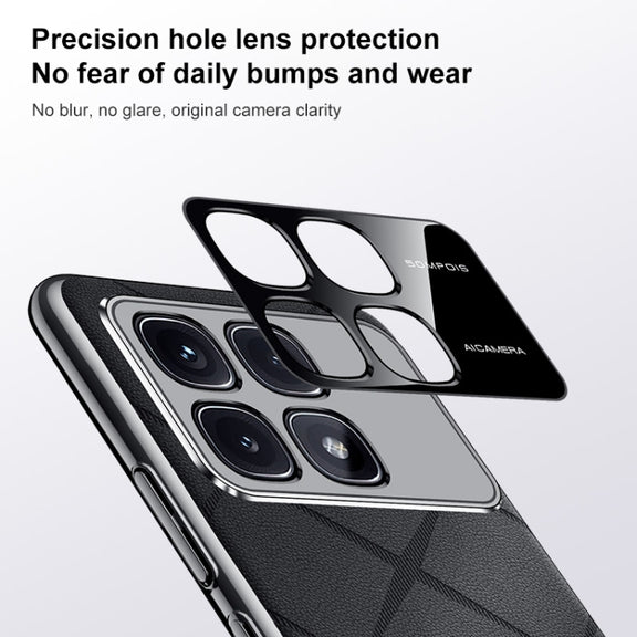 For Redmi K70 / K70 Pro Plain Leather PC Phone Case(Black)