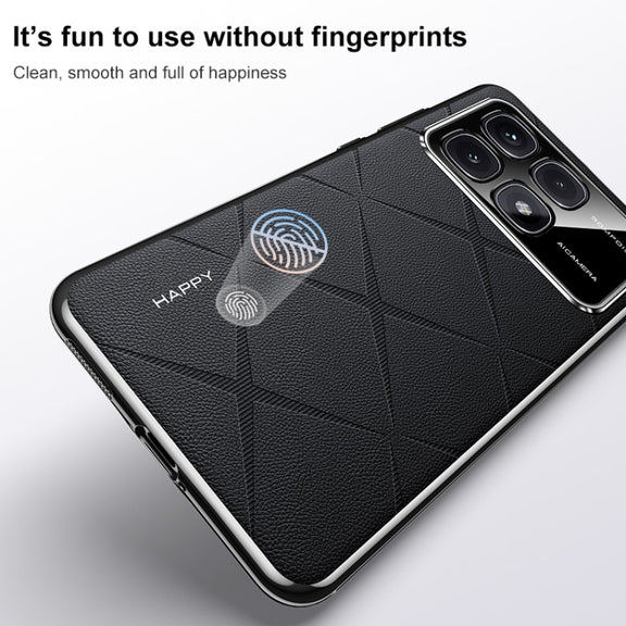 For Redmi K70 Ultra Plain Leather PC Phone Case(Black)