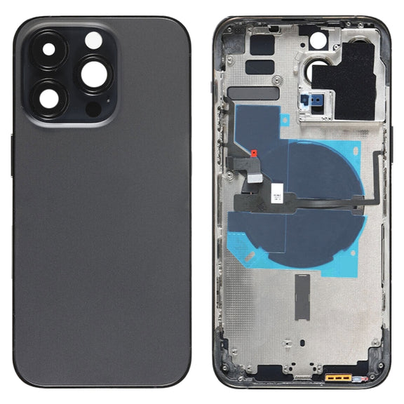 For iPhone 14 Pro Max Battery Back Cover with Power + Volume Flex Cable + Wireless Charging Module, Version:CE EU Version(Black)
