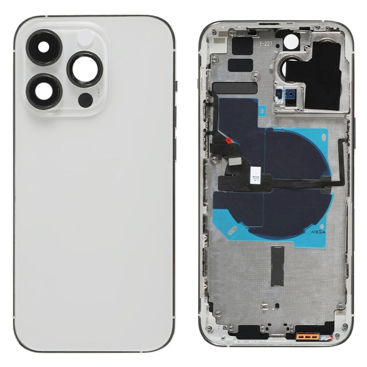For iPhone 14 Pro Max Battery Back Cover with Power + Volume Flex Cable + Wireless Charging Module, Version:CE EU Version(Silver) - Back Cover by PMC Jewellery | Online Shopping South Africa | PMC Jewellery | Buy Now Pay Later Mobicred