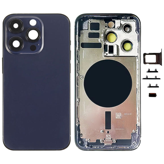 For iPhone 14 Pro Battery Back Cover with Side Keys & Card Tray, Version:China Version(Purple)