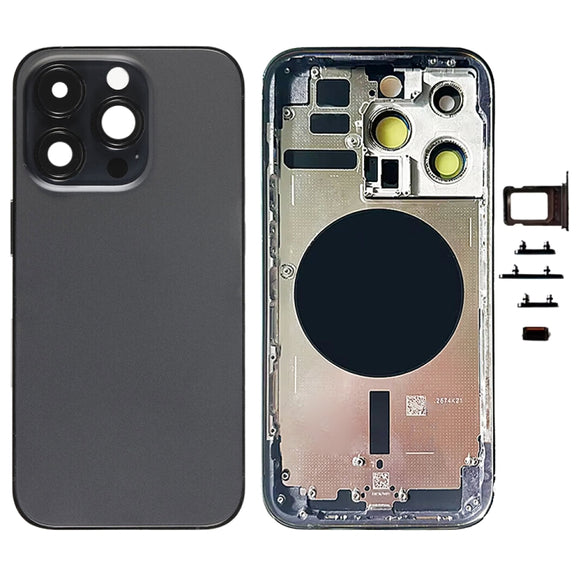 For iPhone 14 Pro Battery Back Cover with Side Keys & Card Tray, Version:CE EU Version(Black)