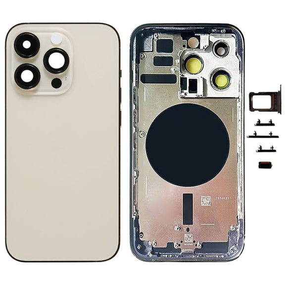 For iPhone 14 Pro Battery Back Cover with Side Keys & Card Tray, Version:CE EU Version(Gold)