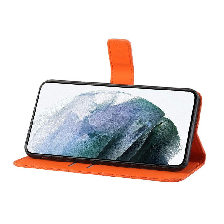 For Samsung Galaxy S25 5G Ethnic Style Embossed Pattern Leather Phone Case(Orange) - Galaxy S25 5G Cases by PMC Jewellery | Online Shopping South Africa | PMC Jewellery | Buy Now Pay Later Mobicred