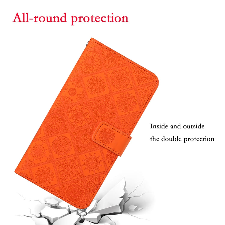For Samsung Galaxy S25 5G Ethnic Style Embossed Pattern Leather Phone Case(Orange) - Galaxy S25 5G Cases by PMC Jewellery | Online Shopping South Africa | PMC Jewellery | Buy Now Pay Later Mobicred