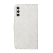 For Samsung Galaxy S25 5G Ethnic Style Embossed Pattern Leather Phone Case(White)