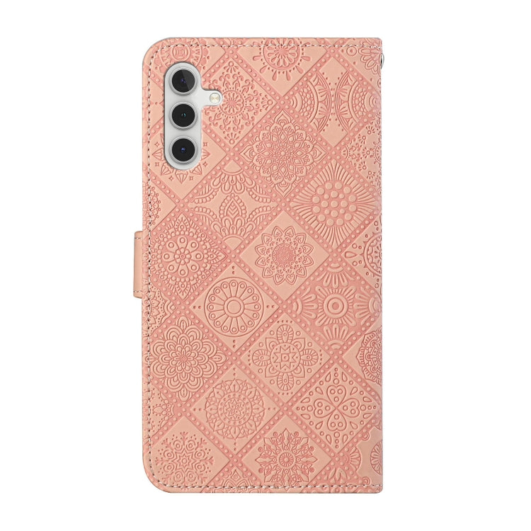For Samsung Galaxy S25+ 5G Ethnic Style Embossed Pattern Leather Phone Case(Pink) - Galaxy S25+ 5G Cases by PMC Jewellery | Online Shopping South Africa | PMC Jewellery | Buy Now Pay Later Mobicred
