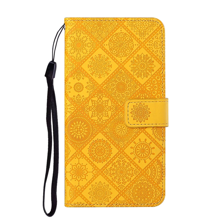 For Samsung Galaxy S25+ 5G Ethnic Style Embossed Pattern Leather Phone Case(Yellow) - Galaxy S25+ 5G Cases by PMC Jewellery | Online Shopping South Africa | PMC Jewellery | Buy Now Pay Later Mobicred