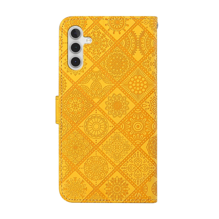For Samsung Galaxy S25+ 5G Ethnic Style Embossed Pattern Leather Phone Case(Yellow) - Galaxy S25+ 5G Cases by PMC Jewellery | Online Shopping South Africa | PMC Jewellery | Buy Now Pay Later Mobicred