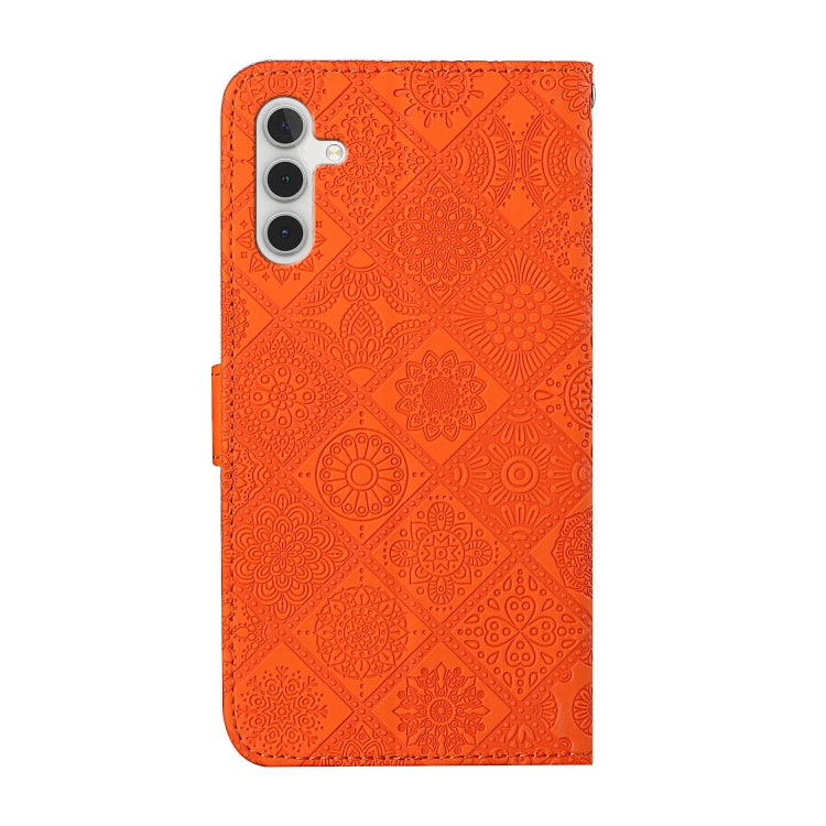 For Samsung Galaxy S25+ 5G Ethnic Style Embossed Pattern Leather Phone Case(Orange) - Galaxy S25+ 5G Cases by PMC Jewellery | Online Shopping South Africa | PMC Jewellery | Buy Now Pay Later Mobicred