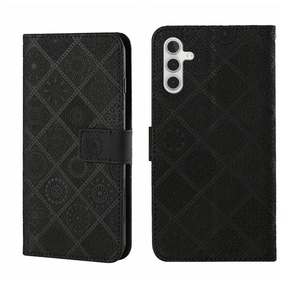 For Samsung Galaxy S25+ 5G Ethnic Style Embossed Pattern Leather Phone Case(Black)