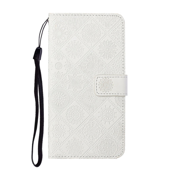 For Samsung Galaxy S25 Ultra 5G Ethnic Style Embossed Pattern Leather Phone Case(White)