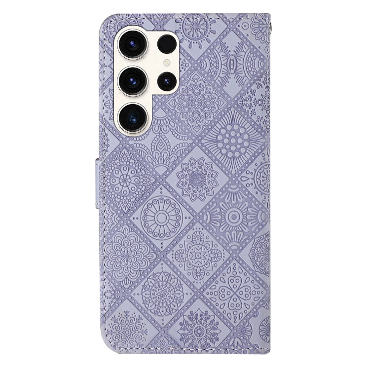For Samsung Galaxy S25 Ultra 5G Ethnic Style Embossed Pattern Leather Phone Case(Purple) - Galaxy S25 Ultra 5G Cases by PMC Jewellery | Online Shopping South Africa | PMC Jewellery | Buy Now Pay Later Mobicred