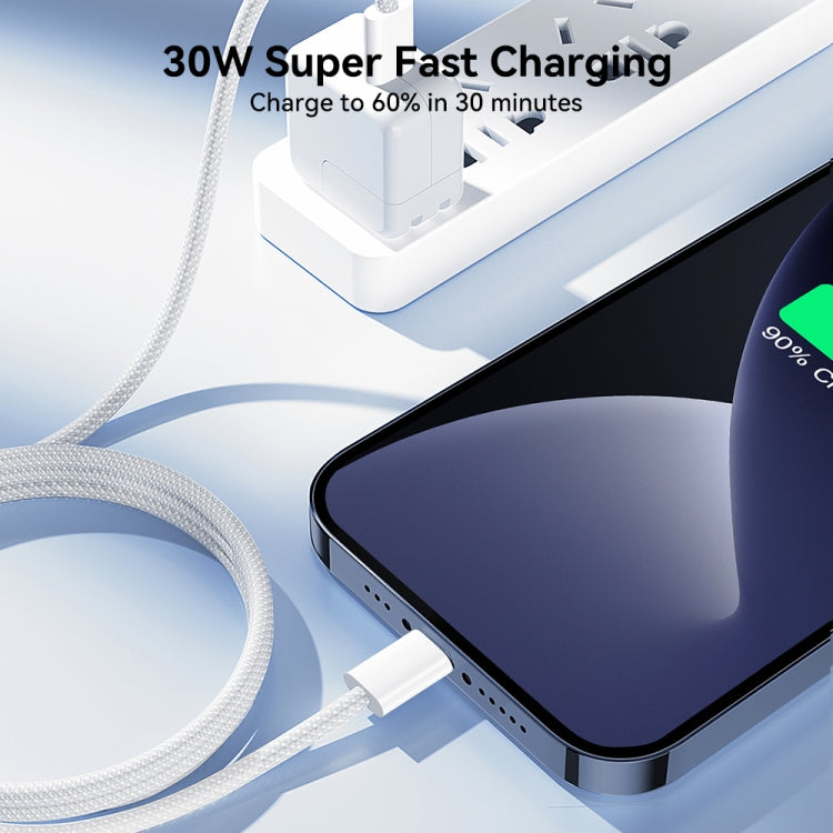 JOYROOM S-A45 30W USB-C / Type-C to 8 Pin Fast Charge Data Cable, Length: 1m(White) - free shipping - PMC Jewellery - Order now!