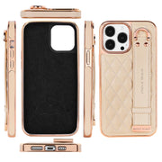 For iPhone 15 Pro Max VIETAO Rhombic Texture Wristband PU Phone Case(White)