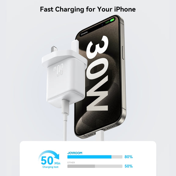 JOYROOM JR-TCF24 30W USB-C / Type-C Fast Charger, Specification:UK Plug(White)