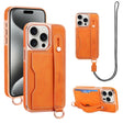 For iPhone 15 Pro Max VIETAO Card Slot Wristband Phone Case with Lanyard(Orange) - iPhone 15 Pro Max Cases by VIETAO | Online Shopping South Africa | PMC TechLife | Buy Now Pay Later Mobicred