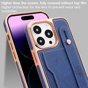 For iPhone 15 Pro Max VIETAO Card Slot Wristband Phone Case with Lanyard(Orange)