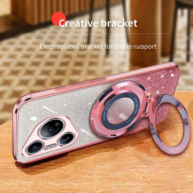 For Huawei Pura 70 Plated Gradient Glitter Round Holder TPU Phone Case(Purple)