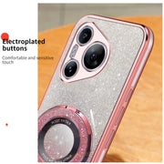 For Huawei Pura 70 Plated Gradient Glitter Round Holder TPU Phone Case(Purple)
