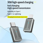 8 Pin Male to USB-C / Type-C Female Zinc Alloy PD Adapter, Support Fast Charging / Data Transmission(Gun Metal)