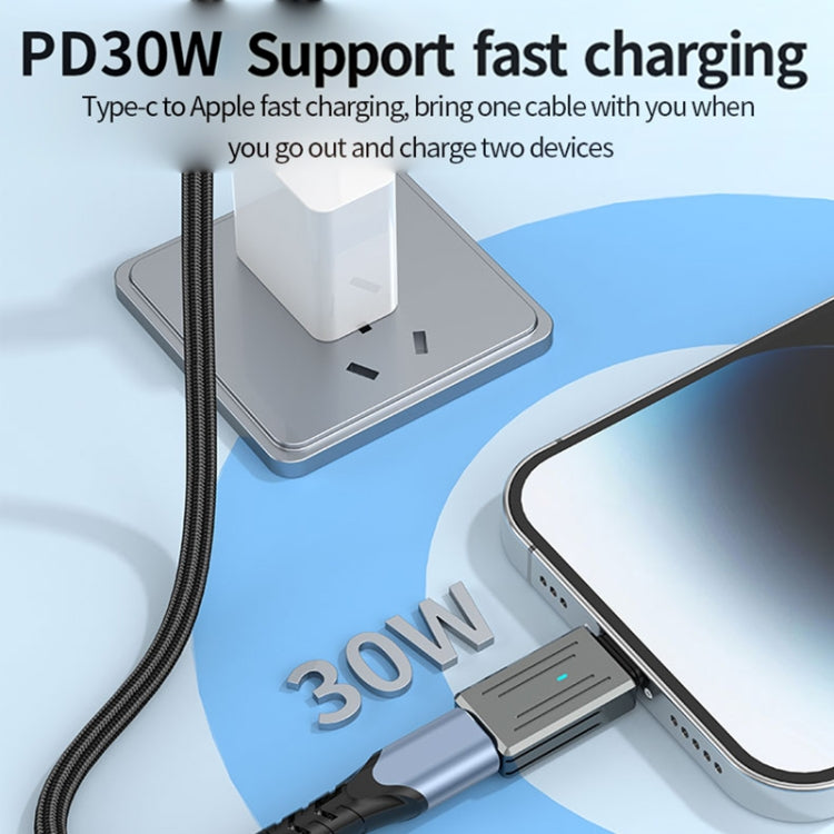 USB-C / Type-C Male to 8 Pin Female Zinc Alloy PD Adapter, Support Fast Charging / Data Transmission(Gun Metal)