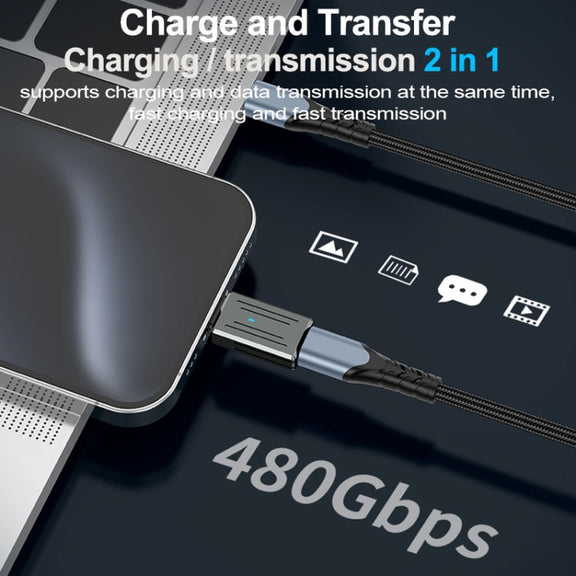 8 Pin Male to USB-C / Type-C Female Zinc Alloy PD Adapter, Support Fast Charging / Data Transmission(Gun Metal)