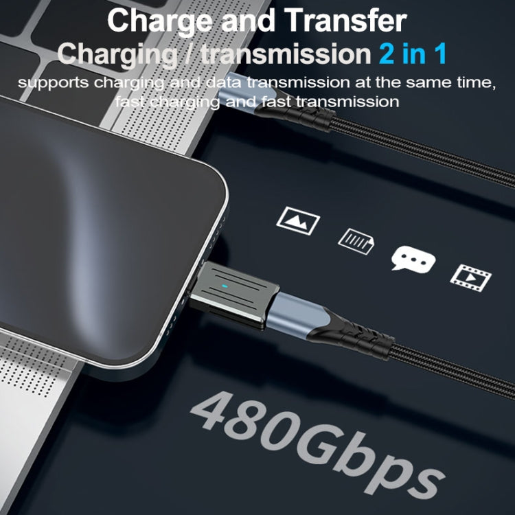 8 Pin Male to USB-C / Type-C Female Zinc Alloy PD Adapter, Support Fast Charging / Data Transmission(Gun Metal)