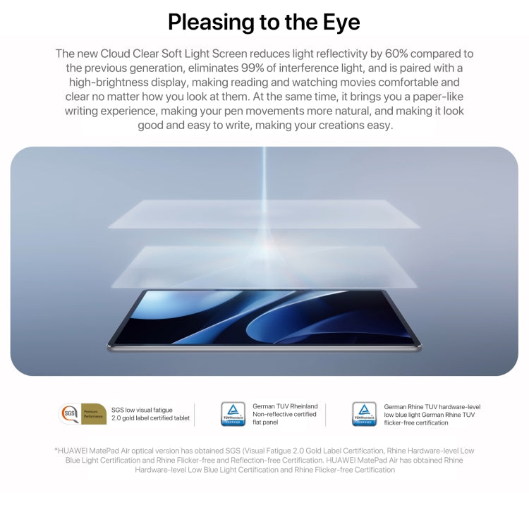 HUAWEI MatePad Air 12 inch WiFi Tablet PC, 8GB+256GB, HarmonyOS 4.2 Hisilicon Kirin 9000W, Not Support Google Play(White) - free shipping - PMc TechLife - Order now!