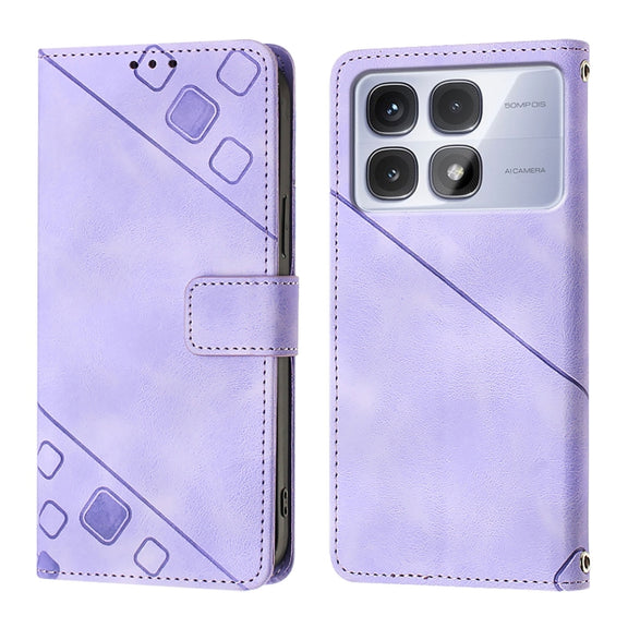 For Redmi K70 Ultra 5G Global Skin-feel Embossed Leather Phone Case(Light Purple)