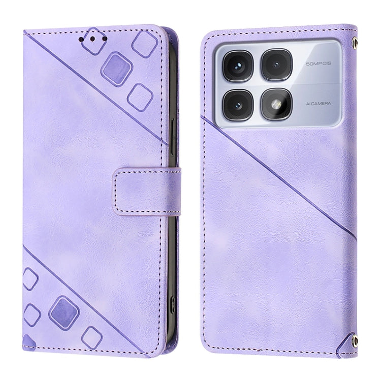 For Redmi K70 Ultra 5G Global Skin-feel Embossed Leather Phone Case(Light Purple)