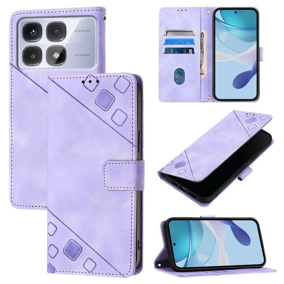 For Redmi K70 Ultra 5G Global Skin-feel Embossed Leather Phone Case(Light Purple)