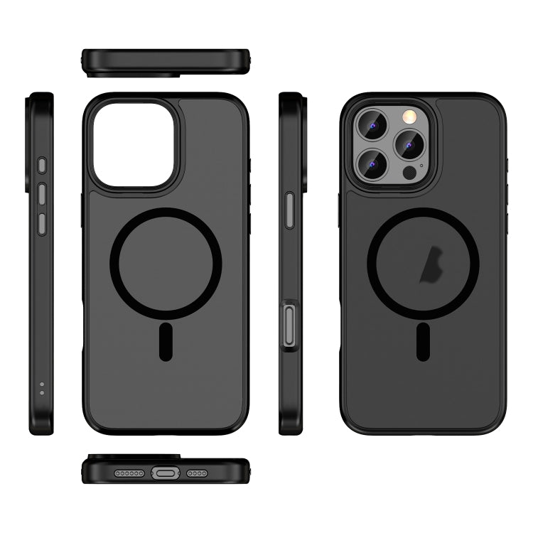For iPhone 16 Plus Skin Feel Frosted MagSafe Magnetic Phone Case(Transparent Black)