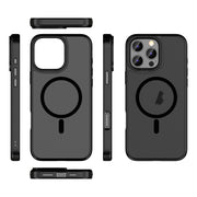 For iPhone 16 Pro Skin Feel Frosted MagSafe Magnetic Phone Case(Transparent Black)