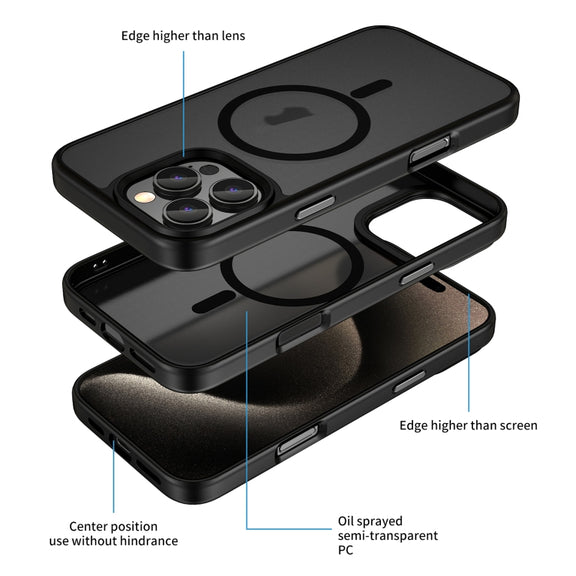 For iPhone 16 Plus Skin Feel Frosted MagSafe Magnetic Phone Case(Transparent Black)