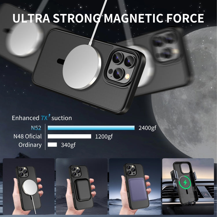 For iPhone 16 Skin Feel Frosted MagSafe Magnetic Phone Case(Transparent Black)
