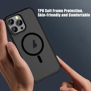 For iPhone 16 Plus Skin Feel Frosted MagSafe Magnetic Phone Case(Transparent Black)
