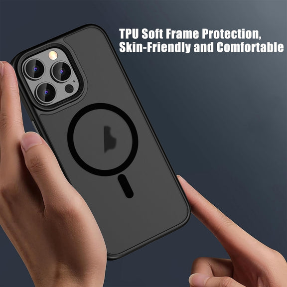 For iPhone 16 Plus Skin Feel Frosted MagSafe Magnetic Phone Case(Transparent Black)