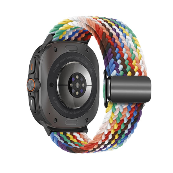 For Samsung Galaxy Watch Ultra 47mm Nylon Loop Magnetic Buckle Watch Band(Official Rainbow)