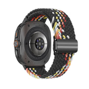 For Samsung Galaxy Watch Ultra 47mm Nylon Loop Magnetic Buckle Watch Band(Black Rainbow)