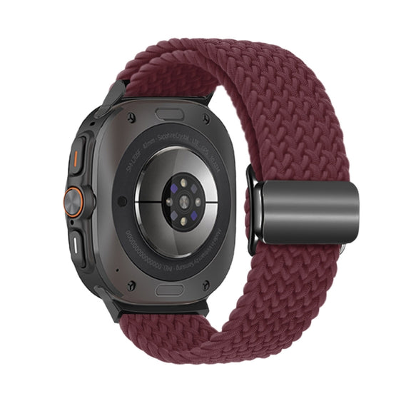 For Samsung Galaxy Watch Ultra 47mm Nylon Loop Magnetic Buckle Watch Band(Wine Red)